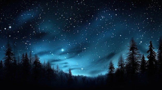 Nächtliche Waldlandschaft mit einer Nahaufnahme des Sternbildes Orion inmitten eines Sternenhimmels