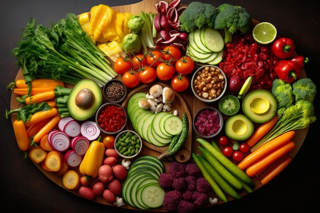 Nährende vegetarische Aufstrichauswahl aus frischem Gemüse für ein Clean-Eating-Konzept