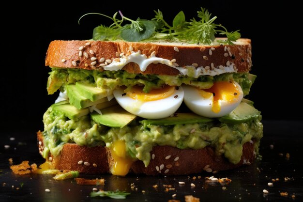 Nährreiche Sandwiches Ei Avocado Erzeugen Sie Ai