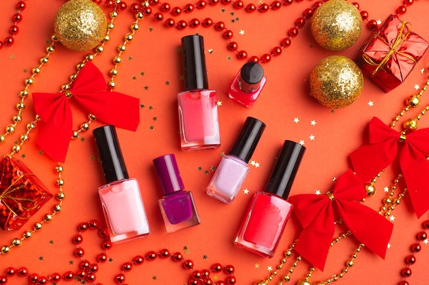 Nagellack im Neujahrslayout Neujahrsgeschenk Kosmetik Das Layout des neuen Jahres