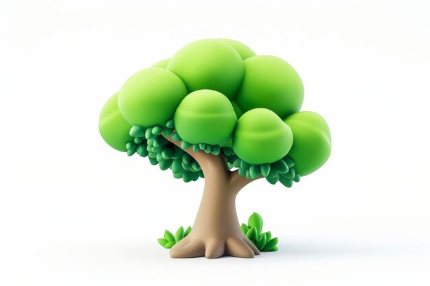 Foto nahaufnahme 3d süßer baum isoliert auf weißem hintergrund