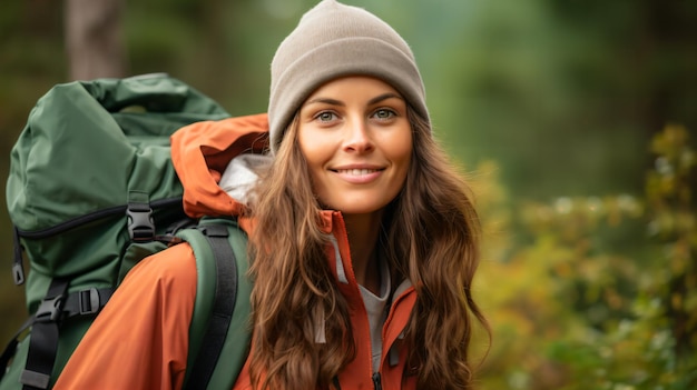 Nahaufnahme abenteuerlustiger Wanderinnen mit Rucksäcken