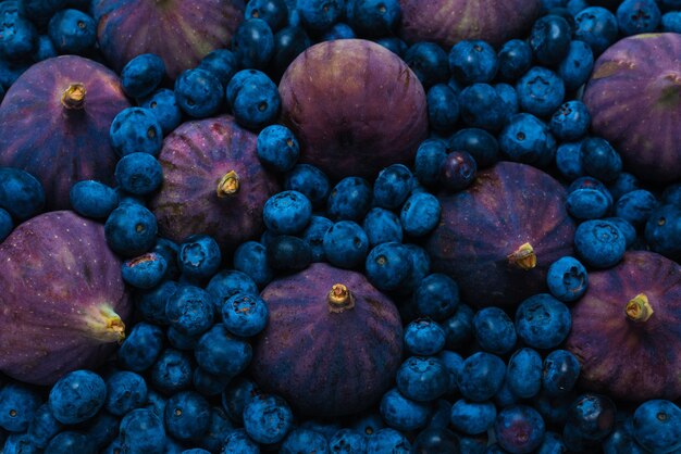 Nahaufnahme auf Blaubeeren und Feigen Textur