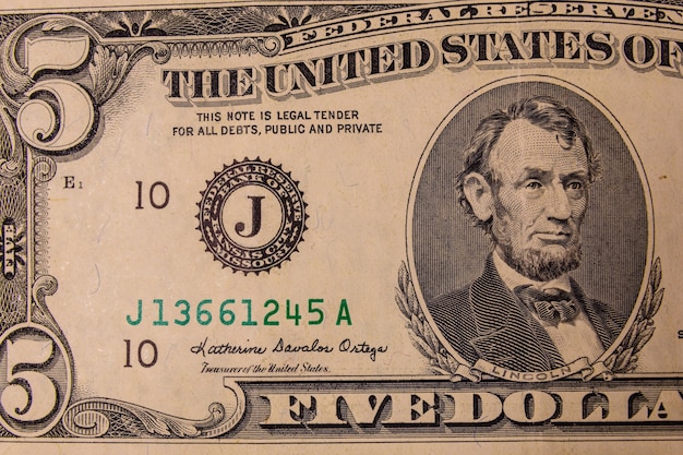 Nahaufnahme der amerikanischen Fünf-Dollar-Banknote