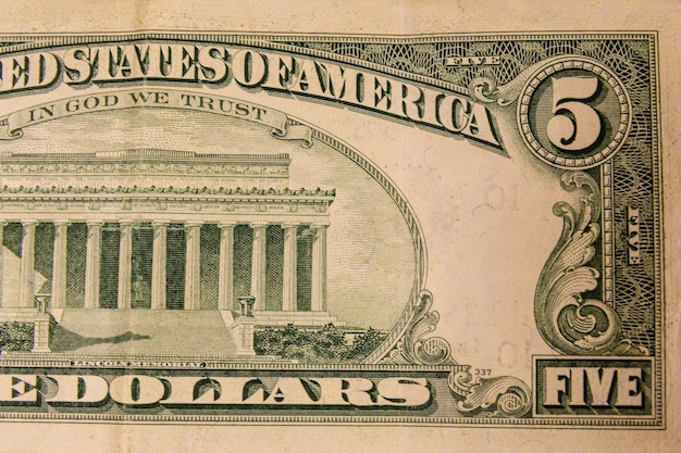 Nahaufnahme der amerikanischen Fünf-Dollar-Banknote