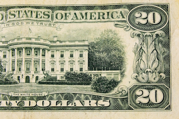 Nahaufnahme der amerikanischen zwanzig-Dollar-Banknote