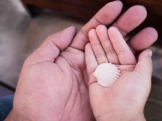 Nahaufnahme der asiatischen Elternhand, die Babyfinger hält, Liebesfamilienkonzept.