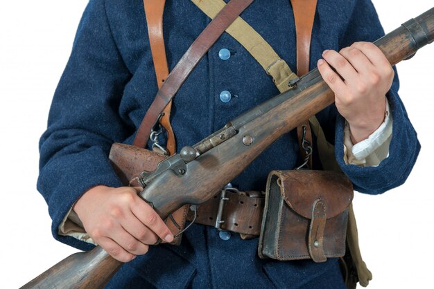 Foto nahaufnahme der ausrüstung des französischen soldaten