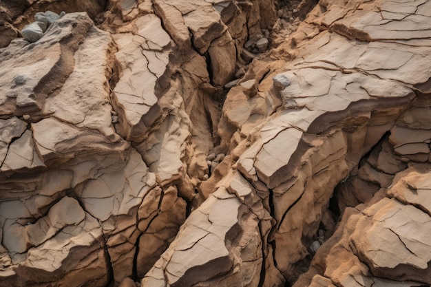 Foto nahaufnahme der bruchlinie mit sichtbaren rissen und bewegungen