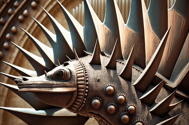 Foto nahaufnahme der charakteristischen platten und stacheln des stegosaurus