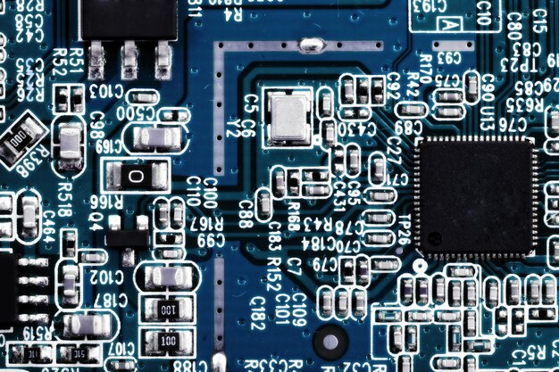 Nahaufnahme der elektronischen Leiterplatte. Makro.