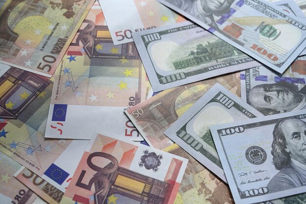 Nahaufnahme der Euro-Banknoten. Euro-Geld. Euro-Geld-Hintergrund. Euro-Geldscheine