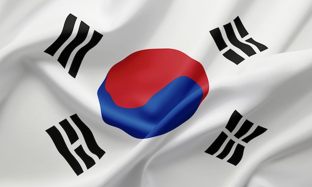 Nahaufnahme der Flagge Südkoreas