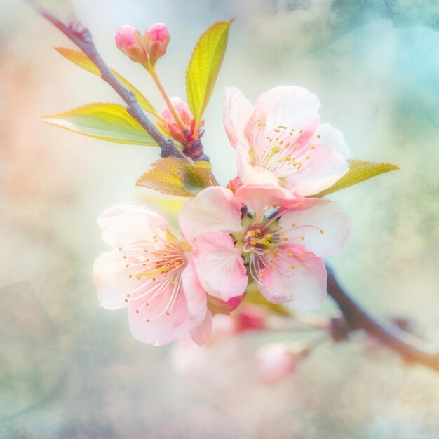 Nahaufnahme der Frühlingssaisonkirschblüte Ai generativ