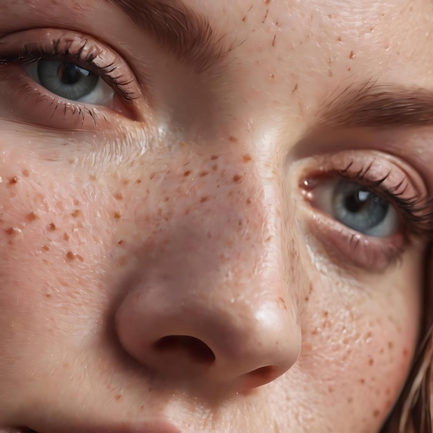 Nahaufnahme der Hautstruktur mit Freckles