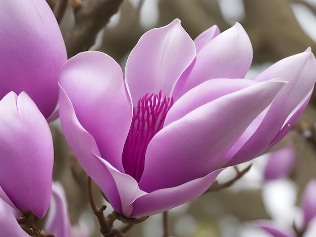 Nahaufnahme der lila blühenden Magnolie