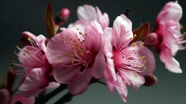 Nahaufnahme der rosa Sakura-Blüte im Frühling Vintage süße Kirschblüte AI Generativ