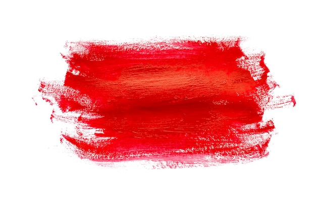 Nahaufnahme der roten Malerei vor weißem Hintergrund