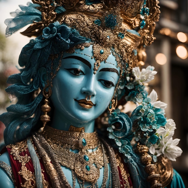 Nahaufnahme der Serenity Krishna-Friedensstatue