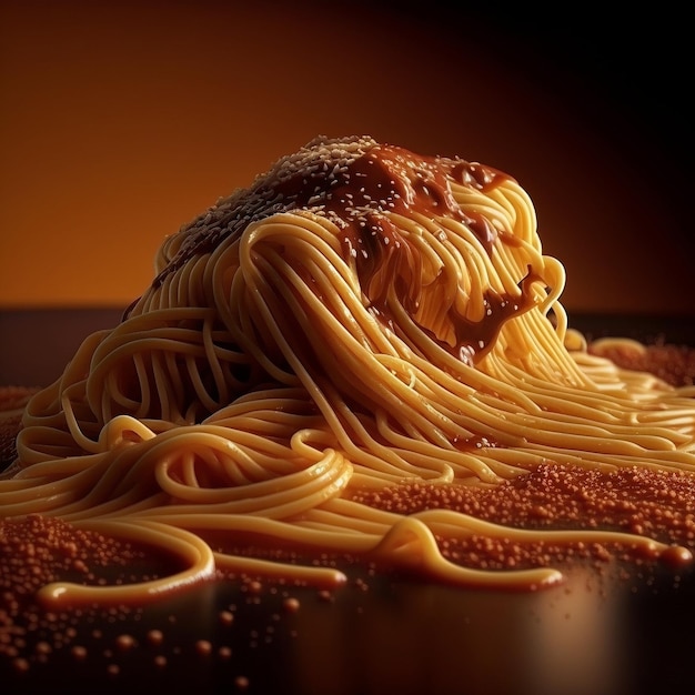 Nahaufnahme der Spaghetti-Pasta, die mit generativer KI erstellt wurde