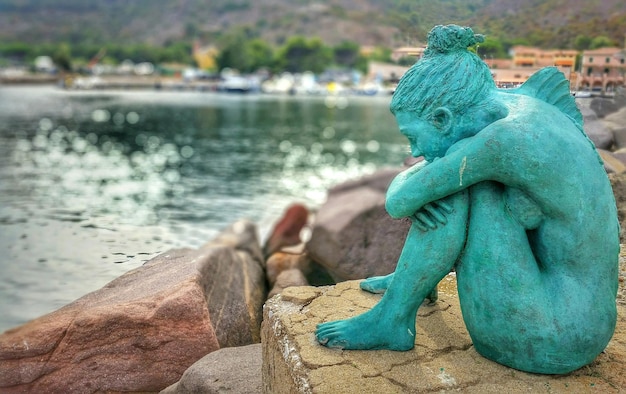 Foto nahaufnahme der statue vom meer gegen den himmel