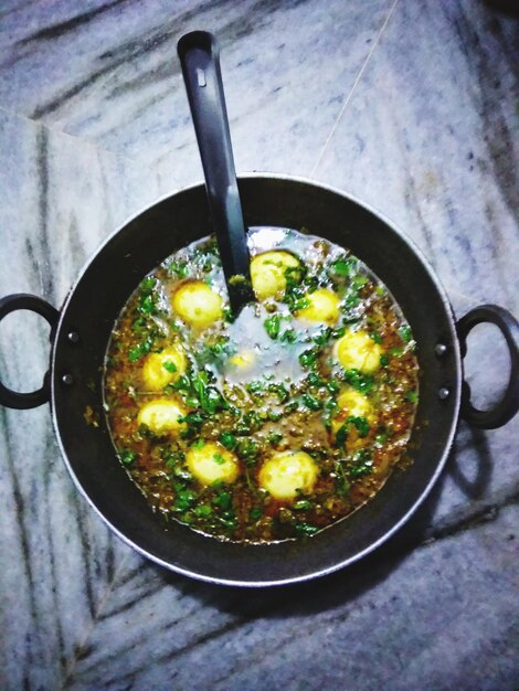 Foto nahaufnahme der suppe in der schüssel