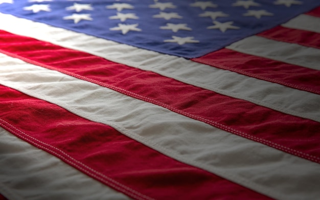 Nahaufnahme der US-Flagge im Hintergrund, amerikanischer Nationalfeiertag