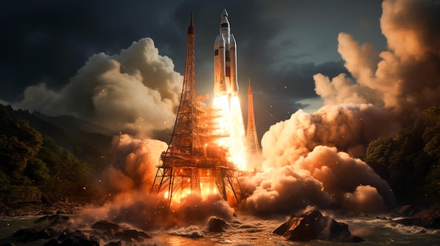 Nahaufnahme des Ariane4-Weltraumstarts