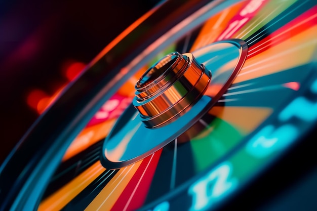 Nahaufnahme des Casino-Roulette-Rads. Glücksspielsucht, Erfolg und Geldverlust beim Poker