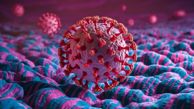 Nahaufnahme des Corona-Virus-Mikroskopbildes