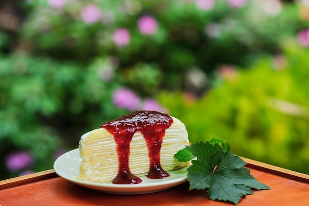 Foto nahaufnahme des desserts auf dem tisch