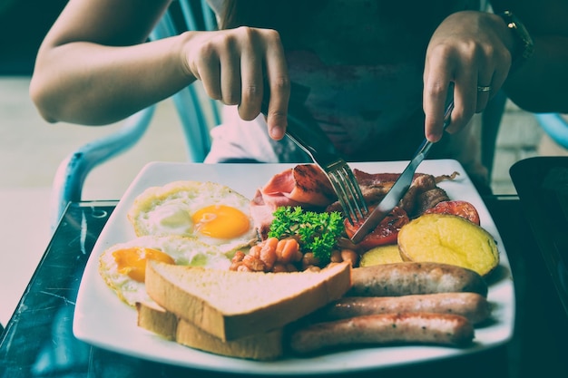Nahaufnahme des englischen Frühstücks