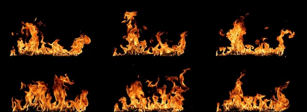 Nahaufnahme des Feuers vor schwarzem Hintergrund