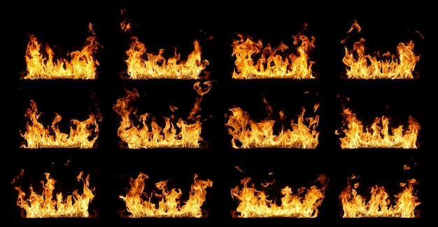 Nahaufnahme des Feuers vor schwarzem Hintergrund