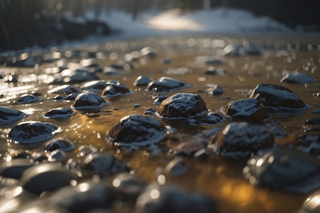 Foto nahaufnahme des flusses, kleine steine, textur-hintergrund