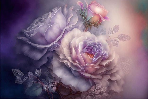 Nahaufnahme des frischen Blumenspektrums detaillierte Kunst der Rosensammlung