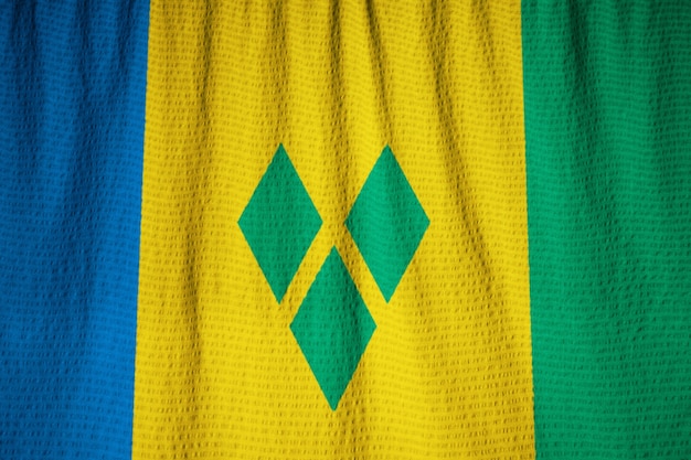 Nahaufnahme des gekräuselten St. Vincent und der Grenadinen-Flagge