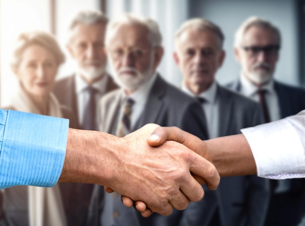 Nahaufnahme des Handshake-Konzepts einer GeschäftspartnerschaftFoto von zwei Geschäftsleuten beim Handshake