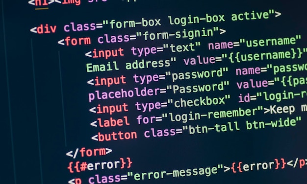 Nahaufnahme des HTML-Codes