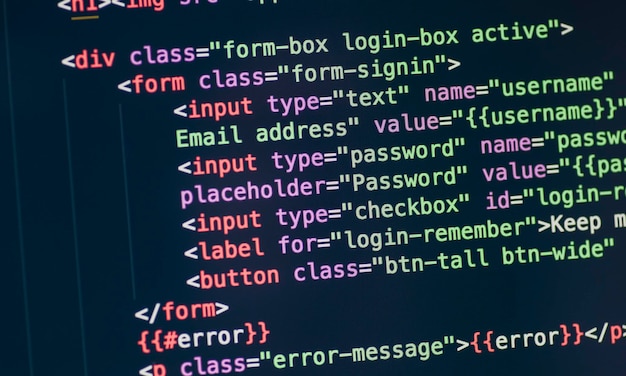 Foto nahaufnahme des html-codes
