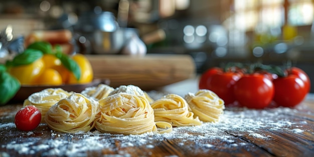 Foto nahaufnahme des kochprozesses von hausgemachten pasta-köchen machen frische italienische traditionelle pasta