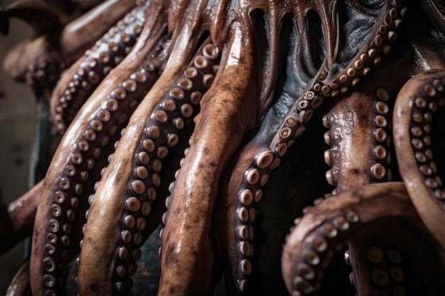 Nahaufnahme des Kraken-Monstertentakels mit seinen Saugnäpfen und messerscharfen Zähnen sichtbar
