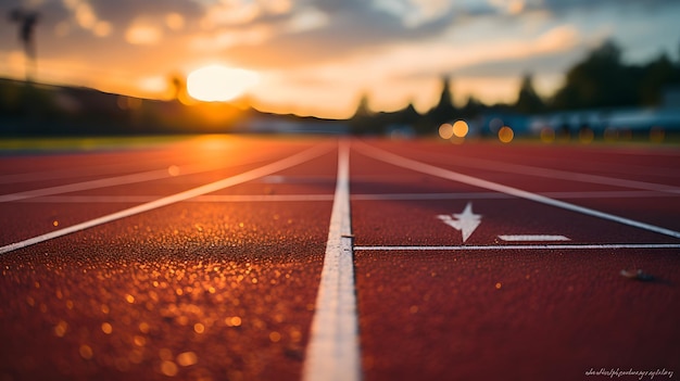 Foto nahaufnahme des leichtathletikstadions mit blick auf die rennstrecke