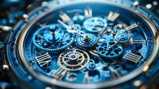 Nahaufnahme des Mechanismus einer Uhr Makroaufnahme des Uhrwerks