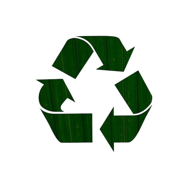 Nahaufnahme des Recycling-Symbols auf weißem Hintergrund
