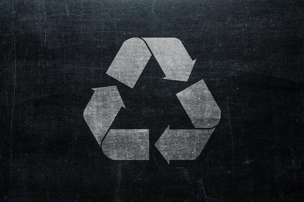 Nahaufnahme des Recycling-Zeichens an der Wand