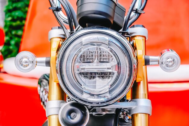 Foto nahaufnahme des scheinwerfers eines motorrads