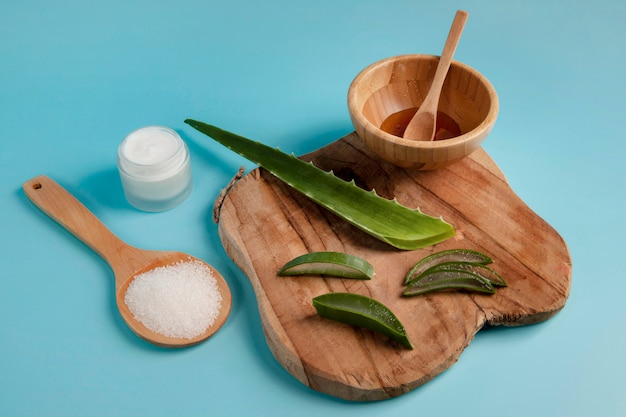 Nahaufnahme des Schönheitskonzepts der Aloe Vera