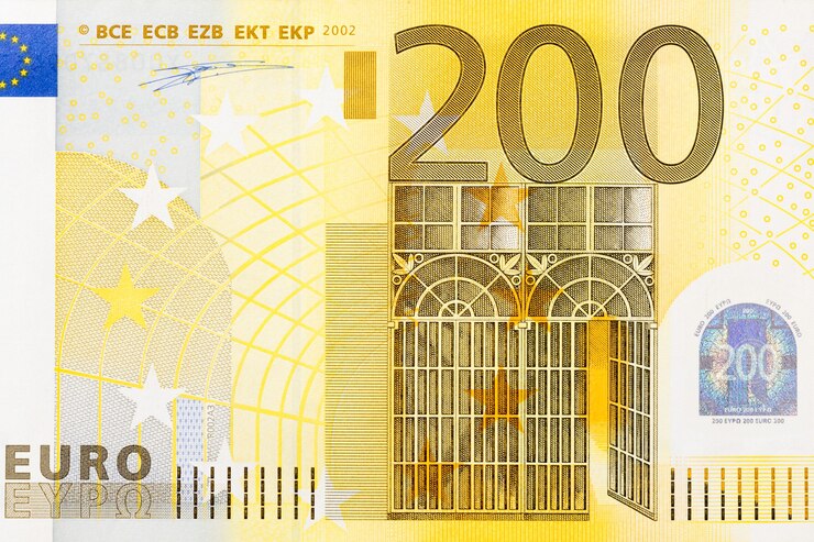 Foto nahaufnahme des teils 200-euro-banknote. hallo res foto.