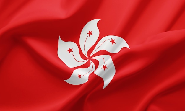 Foto nahaufnahme, die flagge von hongkong schwenkt